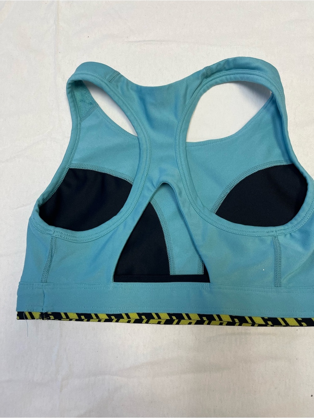Hoka Aqua Blue Racerback Sports Bra with Contrast Band - Picture 4 of 6